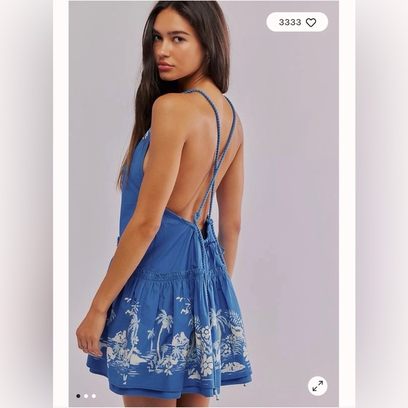 FREE PEOPLE BOM BOM MINI DRESS IN BLUE - Picture 4 of 7